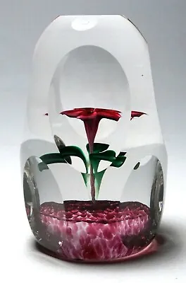 Buy Rare 1974 Strathearn Faceted Upright Red Flower Paperweight With Original Box • 181.84£