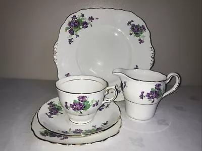 Buy Vintage Colclough Violets Tea Trio, Plate, Cup And Saucer, Cake Plate Jug China • 16.99£
