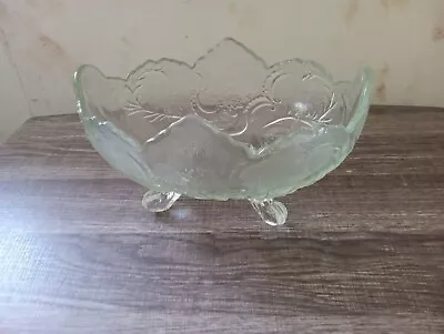 Buy Clear Heavy Glass Footed Fruit Bowl Decorative Collectible  • 23.58£