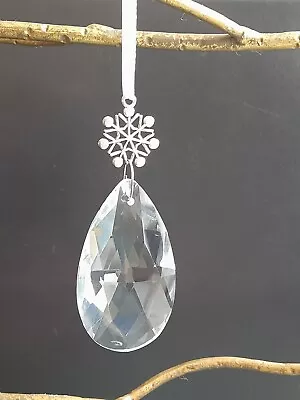 Buy Christmas Lightcatcher Crystal Teardrop & Tibetan Silver Snow Flake Hanging Deco • 5.99£