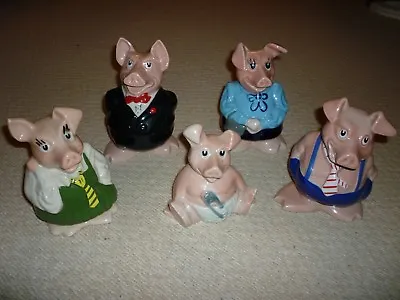 Buy 5 X NAT WEST PIGGY BANKS WADE CERAMIC CHINA FULL SET WITH STOPPERS PERFECT 1980s • 65.99£