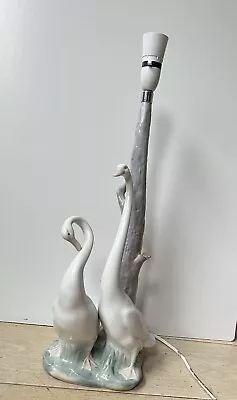 Buy Vtg Nao By Ladró Spain Ceramic Lamp Stand, Pair Of Geese Porcelain Figurine • 105£