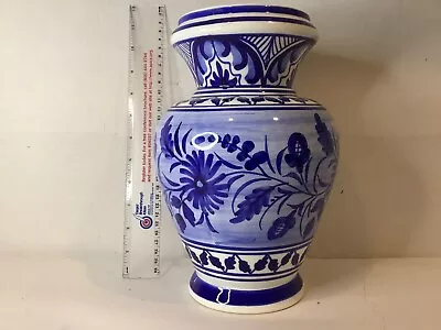 Buy Blue & White Pottery Vase Floral 10 1/2  Spain • 27.49£