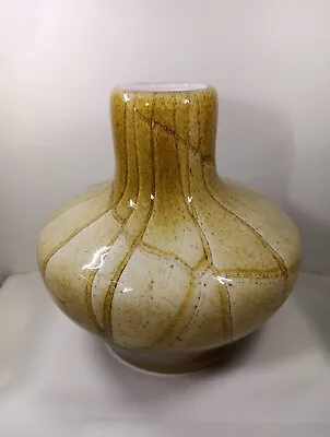 Buy Fenton International Handblown Incased Glass Golden Sand Squat Vase. Signed  • 18.14£