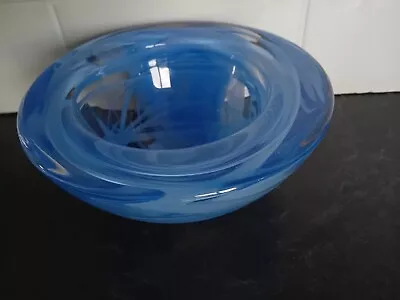 Buy Kosta Boda Blue Swirl Art Glass Bowl 17.7cm Diameter, H - 8cm, HEAVY ! • 12£