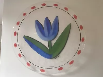 Buy Kosta Boda Glass Art Cobalt Blue Tulip Plate By Ulrica Hydman-vallien • 29.99£