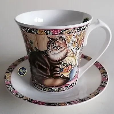 Buy Tabby Cat Large Cup & Saucer Set Cinders Aynsley Fine Bone China Birthday Gift • 22.95£