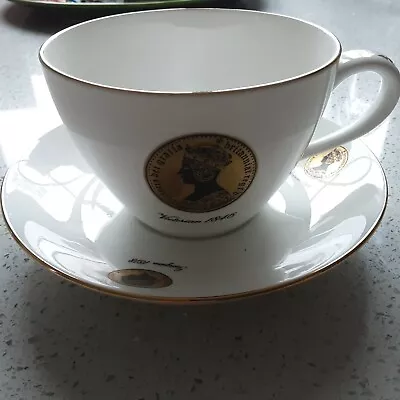 Buy Crown Staffordshire Queensbury China Jumbo Cup & Saucer Queens Celebration • 10£