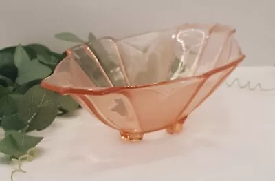 Buy Stunnng Vintage Art Deco Pink Glass Bowl, Stolzle Czech • 22£
