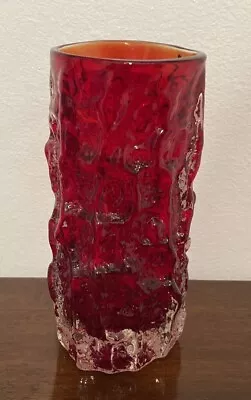 Buy Whitefriars Ruby Red Bark Vase By Geoffrey Baxter 6” Tall • 39.95£