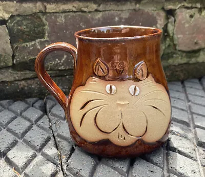 Buy Burnham Studio Pottery Cat Mug Norfolk Scraffito Hand Made • 5.99£