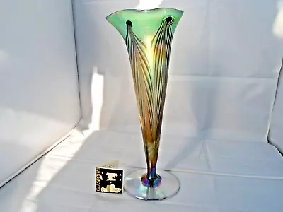 Buy John Ditchfield Green Vase 32cm / 11cm (Signed Etched Glasform With Gold Label) • 159.99£