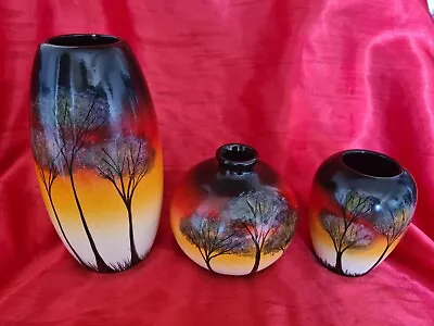 Buy 3x Poole Pottery Studio Vases Trees In The Mist Vases Mint Condition • 59.95£