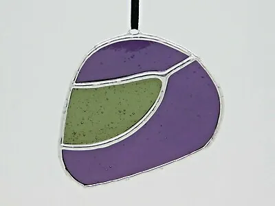 Buy Stained Glass Suncatcher/Window Hanger Purple Motorbike/Cycle Helmet Gift/Home • 15£