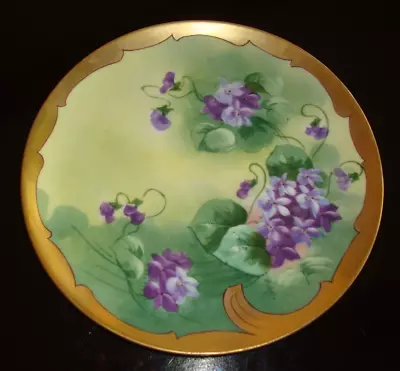 Buy Haviland Limoges Hand Painted Plate Pickard Artist  Michel  Violets &gold 8 1/2  • 75.76£