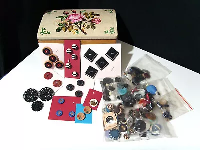 Buy Good Job Lot Vintage Buttons Crawfords Tin Jet Glass Art Deco Czech Victorian • 29£