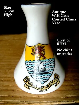 Buy Antique W.H GOSS Crested China Waisted Vase With Crest The Of RHYL • 1.99£