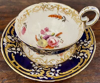 Buy Regency Minton Cup And Saucer Sevres Style Cobalt Blue Heavy Gold Enameled • 258.47£