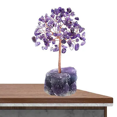 Buy Natural Amethyst Crystal Tumbled Stone Tree Of Life Ornament Reiki Healing Money • 12.41£