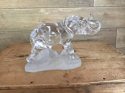 Buy Elephant Wildlife Africa Lead Crystal Statue Ornament On Frosted Base • 24.95£