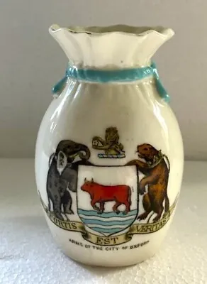 Buy Crested Ware Vase Arms Of The City Of Oxford Ox Water Lion Elephant Beaver Ducal • 14£