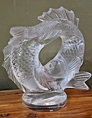 Buy Lalique Deux Poissons Sculpture French Crystal Double Koi Fis 11 , 17.5 Lbsmint • 1,919.54£