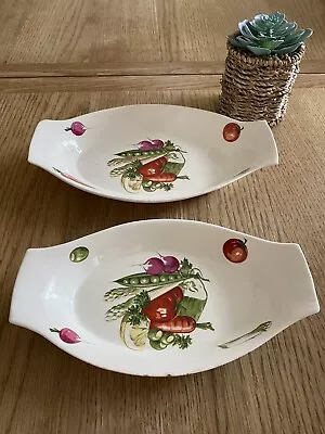 Buy 2 EGERSUND Norway Vintage 50’s Vegetable Pattern Oval Serving Dishes. • 10£