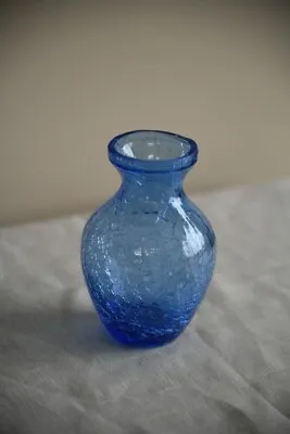 Buy Vintage Blue Crackle Glass Vase • 45£