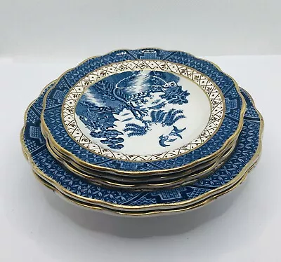 Buy Booths Real Old Willow Large X 2 & Small X 3 Saucer A8025 Blue And White Pottery • 10£