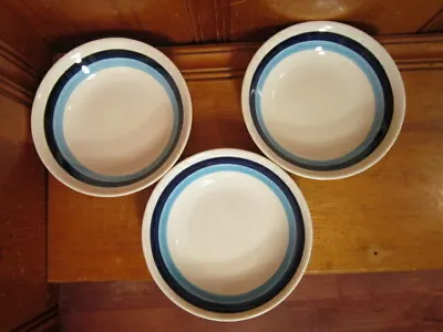 Buy 3 Vintage Ironstone China Matsumura & Co Cereal Soup Bowl White Blue Bands Japan • 9.60£