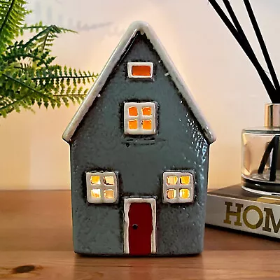 Buy Grey Cottage House Tea Light Holder Ceramic Home Pottery Ornament Candle Lantern • 14.99£