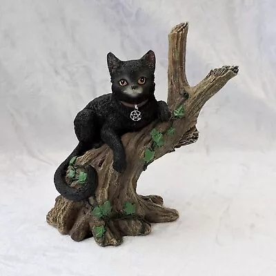 Buy Onyx Black Cat In Tree Figurine Wiccan Witch Gothic Ornament Pentagram Nemesis • 21.99£