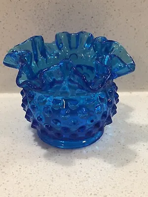 Buy Fenton Colonial Blue Valencia Hobnail Vase 3” EUC • 23.06£
