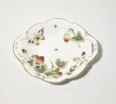 Buy Coalport Strawberry Candy Dish Butterfly Insects Handled Bonbon / Trinket Dish • 26.54£