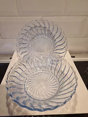 Buy Vintage Bagley Blue Glass Trifle Bowls Set Of 2 • 0.99£