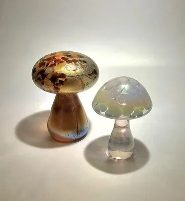 Buy Isle Of Wight Glass Iridescent Mushroom 3  Tall With Label +  Another Unknown  • 21£