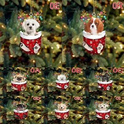 Buy Christmas Dog Ornament Acrylic Xmas Tree Hanging Statues Decors Pendant-Gift UK • 3.78£