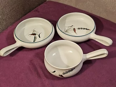 Buy 3x Vintage Denby Greenwheat Bowls With Looped Handles • 7.99£