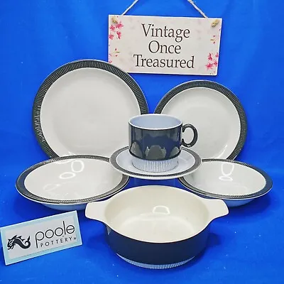Buy Poole Pottery CHARCOAL * 7 Piece Tea / Dinner Set * Cup Saucer Bowls Plates * GC • 10.91£