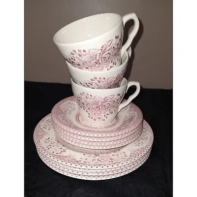 Buy Vintage Kew Pink - ENGLISH IRONSTONE TABLEWARE - Service For 3 Or 4 • 121.90£