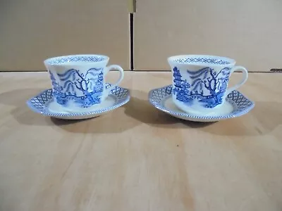Buy J&G Meakin Royal Staffordshire Willow Ironstone 2 X Cups And Saucers.  • 16£