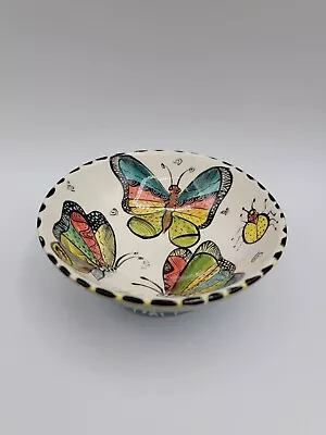 Buy Penzo Zimbabwe Butterfly Pottery Bowl Footed Hand Painted Signed S. Munkuli 2005 • 14.38£