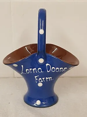 Buy Vintage Lorna Doone Farm Souvenir Torquay Ware Pottery Blue Polkadot Basket Vase • 8.50£