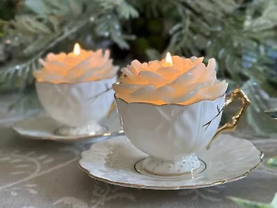 Buy Aynsley Antique Crocus Shape Tea Cups & Saucers Gold Coral Handles DISPLAY ONLY! • 25£
