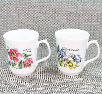 Buy Set Of 2 White Floral Tea Coffee Mugs Cups Fine Bone China Made In England 250ml • 13.99£