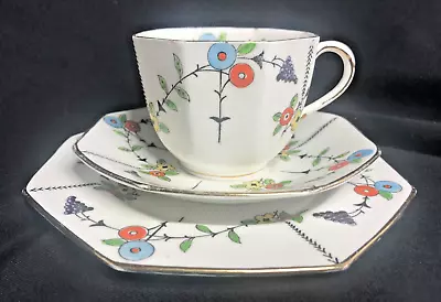 Buy Lovely Vintage (1930's)  DELPHINE CHINA Tea Set Trio In The Fantasia Pattern • 9.99£