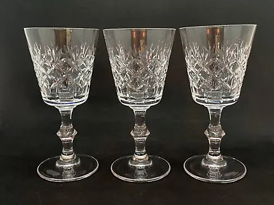 Buy SET OF THREE Crystal Cut Wine Glasses 5 1/2  - EDINBURGH SCOTLAND Backstamp • 40£