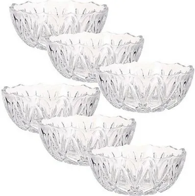 Buy New 6 Piece Set High Quality Crystal Clear Glass Fruit Bowl Trifle Salad Desert • 12.75£