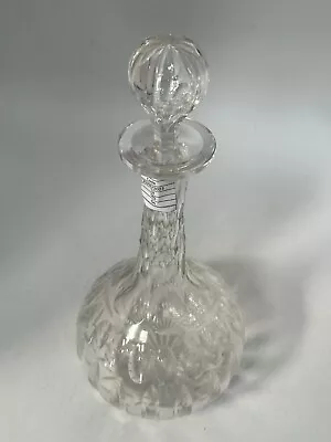 Buy Tall Rounded Glass Crystal Decanter Bottle & Stopper 31cm Storage Cutout #LH • 6.62£