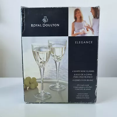 Buy Boxed Set Of 4 Royal Doulton Elegance Crystal White Wine Glasses • 45£